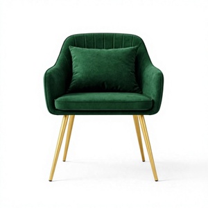 Luxury Velvet Rocking Chair with Metal Legs and Decorative Pillow for Modern Bedroom and Hotel Use - Product Image 1