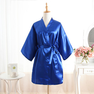 Camicia da Notte Estiva da <span class=keywords><strong>Donna</strong></span> in Raso Tinta Unita con Scollo a V Traspirante Kimono Corto con Vita Elastica - Product Image 3