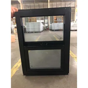 WEIKA siyah fiberglas pencereler tek sürme pencereler vinil profil çerçeve upvc dikey sürgülü pencere hilal donanım