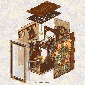 Minicity 2025 nuevo libro 3D Nook biblioteca libro Nook Diy <span class=keywords><strong>casa</strong></span> en miniatura Diy libro Nook Kit rompecabezas para adultos-Día del <span class=keywords><strong>pintor</strong></span> al atardecer - Product Image 5