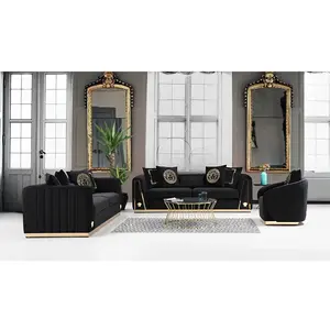 Nhà Máy bán hàng trực tiếp của thiết kế mới nhất sofa sang trọng Set 2 + 3 nhung tím vải phòng khách sofa cho khách sạn căn hộ