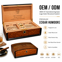 Humidor à cigares de bureau de grande taille GUEVARA Premium, boîte à cigares en bois de cèdre anti-humidité avec logo personnalisé et humidificateur, étui à cigares