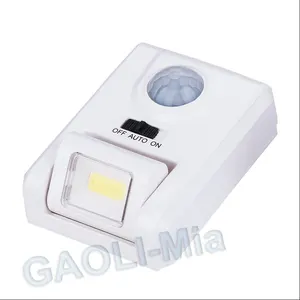 1 COB LED PIR Square MOTION SENSOR SWIVEL lamp FACTORY Wholesale battery powered indoor light with 90 angle adjustment