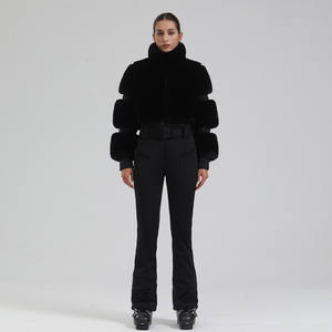 Combinaison de <span class=keywords><strong>ski</strong></span> une pièce en fourrure et neige pour femme, imperméable, chaude, style américain, coupe ajustée, col montant, veste et <span class=keywords><strong>pantalon</strong></span>, 100% polyester, <span class=keywords><strong>ski</strong></span> - Product Image 2