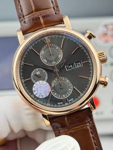 Montres mécaniques en promotion avec un design tendance, fonction calendrier de haute qualité, bracelet marron, cadran noir - Product Image 2