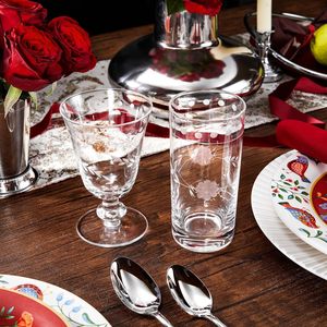 Service de table en verre gravé de fleurs et de feuilles multicolores, moderne, luxueux, fait main, de haute qualité, pour la location et la vente de mariage - Product Image 5