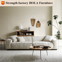 Sofá Futón Seccional Rectangular de Tres Plazas, Estilo Japonés Moderno y Minimalista, Estructura de Madera Maciza, Tapizado en Tela, para Salas de Estar