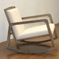 Fauteuil à bascule vintage en tissu et bois pour salon, chaise à bascule de loisirs en bois pour adultes