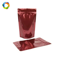 Sachets Doypack Rouges Mats en Feuille d'Aluminium avec Fermeture Éclair, Sacs d'Emballage Plastique Personnalisés avec Fermeture Éclair pour Stockage Alimentaire