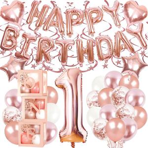 Guirlande de <span class=keywords><strong>ballons</strong></span> rose, <span class=keywords><strong>confettis</strong></span>, garçon et fille, 1er anniversaire, fête, boîte à <span class=keywords><strong>ballons</strong></span>, décor, 1 2 3 ans, ensemble de Baby Shower - Product Image 1