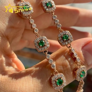 Bracciale Tennis Trendy da <span class=keywords><strong>Uomo</strong></span> in Argento <span class=keywords><strong>925</strong></span> con Moissanite Brillante, Placcato Oro Rosa, Stile Hip Hop con Diamanti a Quadrifoglio - Product Image 5