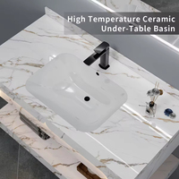 Lavabo double en marbre rectangulaire de qualité hôtelière avec LED pour villa et chambre à coucher
