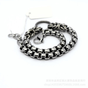 yunnique Retro Blackened Titanium Steel <b>Ball</b> Chain <b>Bracelet</b> Unisex Fashion Jewelry Geometric Design Guangzhou Origin - Product Image 5