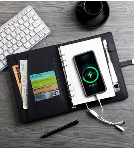 Carnet de notes A5 en cuir PU avec batterie externe sans fil, agenda de bureau avec lampe LED, clé USB 16 Go et boucle, carnet professionnel - Product Image 2