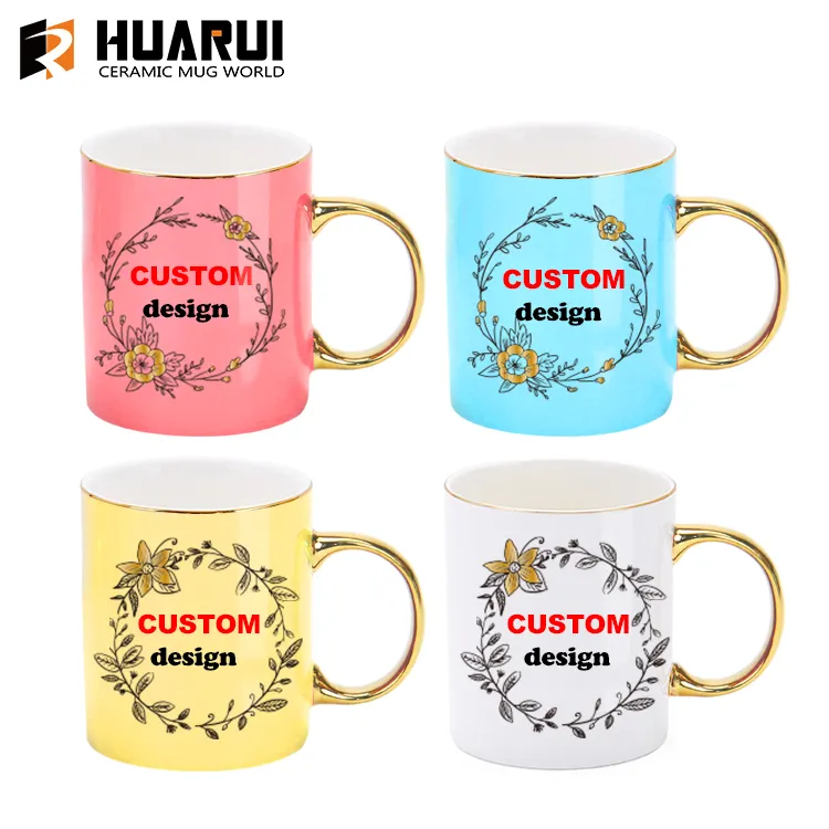 Huarui, пользовательские кружки с логотипом, рекламные фарфоровые белые кофейные кружки, поставщик чашек, керамические кружки