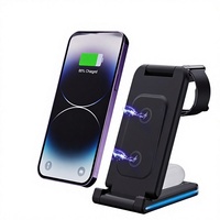 Station de charge sans fil magnétique pliable 5 en 1 15W avec lumière LED et port Type-C pour smartphone, montre, écouteurs, voyage, bureau