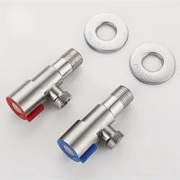 Robinet d'arrêt d'angle en acier inoxydable 304 pour eau chaude et froide, 1 entrée et 1 sortie, pour salle de bain d'hôtel/toilettes/chauffe-eau