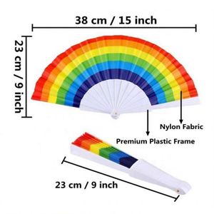 <b>Frame</b> Prime Performance Festival Party Dancing Wedding Rave Chinese Decoration Rainbow Folding <b>Plastic</b> Hand Fan - Product Image 2