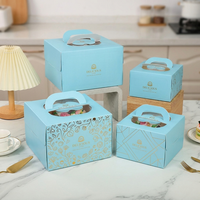 Boîte à gâteau en papier personnalisée de luxe avec poignée, boîte d'emballage rectangulaire en papier pour gâteau avec fenêtre transparente