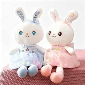 Lindos conejos de peluche para niñas de 31cm-50cm, juguetes suaves bordados, regalo de Pascua con vestido. - Product Image 1