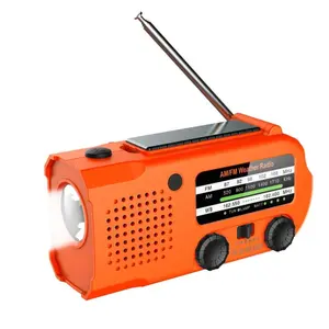 Emergencia/Radio multifunción/batería de 5000mAh/generador de manivela de mano/linterna/Lámpara de lectura/Panel Solar/AM FM WB