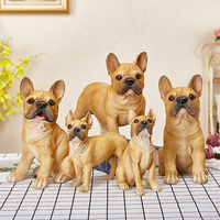 Figurine de bouledogue français pour la décoration de la maison, accessoires de décoration de chien en résine animale avec or et blanc