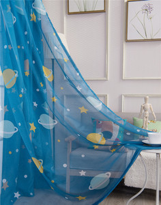 High Shading Window Drapes Cute Cartoon <strong>Blue</strong> Planet <strong>Pattern</strong> Printed Blackout <strong>Curtains</strong> for Kids Bedroom - Product Image 6