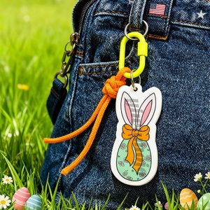 Portachiavi Personalizzato Promozionale per Pasqua con Corda da Arrampicata, Portachiavi Personalizzato in Acrilico a Forma di Coniglio Pasquale - Product Image 4