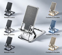 Support de téléphone de bureau en aluminium multi-pliable avec bras télescopique réglable en hauteur et base creuse pour dissipation thermique