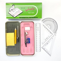 Juego de geometría con compás en caja metálica, 9 piezas, multifunción, material escolar para niños, Surwin