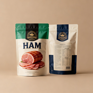 Bolsa <span class=keywords><strong>de</strong></span> plástico impresa personalizada con cierre trasero para envasado <span class=keywords><strong>de</strong></span> mariscos, carne congelada, jamón asado, bolsa para jamón - Product Image 2