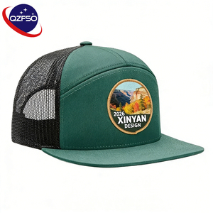 QZFSO High Quality Custom Classics Gorras Woven Embroidery Patch Logo Sports Mesh Truck <b>Hat</b> 7 Panel <b>Flat</b> Brim Y2K Baseball <b>Cap</b> - Product Image 1
