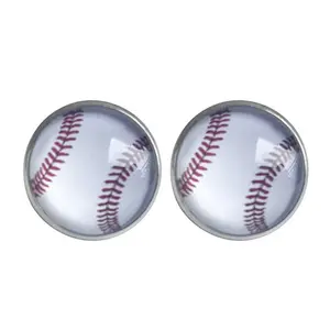时代珠宝玻璃耳环运动篮球棒球垒球排球简约复古不锈钢耳钉