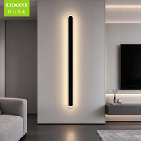 Applique murale LED minimaliste noire en aluminium, bande longue verticale, éclairage d'ambiance pour villa, fond TV, chambre, couloir