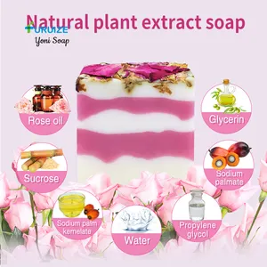 Private Label 100% Natural Organic Handmade Yoni Rose Soap Vaginal PH Balanced Feminine Hygiene Womb Detox