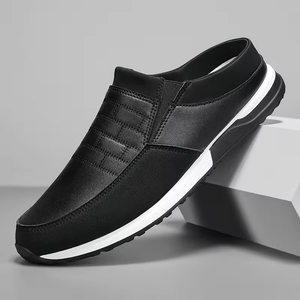 Breathable Casual PU Leather Men's <b>Half</b> Slippers <b>Slip</b> on Flat Sandals for Spring Autumn Summer Shoes - Product Image 3