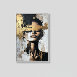 Golden Woman Tempered Glass Wall Art Modern Art Deco Panel Printed Canvas with Clear <b>Frame</b> Hanging Landscape - Product Image 2