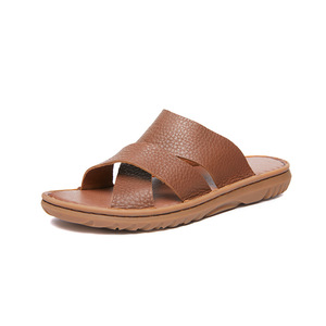 Sandales ouvertes en cuir véritable pour hommes, vente en gros d'usine, abordables, été 2026, semelle légère et souple, chaussures décontractées pour hommes - Product Image 1