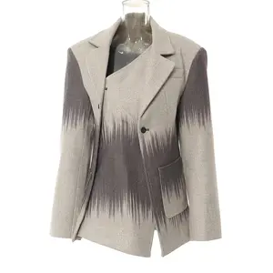 Venta al por mayor 2024 primavera y otoño nueva colección cintura adelgazamiento diseño moda abrigo de lana de longitud media abrigos de Mujer