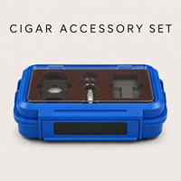 Étui à cigares rigide en métal bleu roi, grand format, anti-humidité, avec couvercle à fenêtre, doublure en mousse, compartiment pour coupe-cigares et briquet, idéal pour le voyage, cadeau pour homme, usage domestique