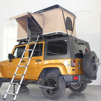 Top ranking 1-2 personas carcasa dura Camping tienda en la azotea gran espacio coche techo superior tienda con escalera telescópica de aluminio