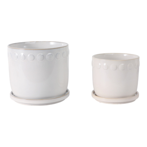 Vaso Decorativo per Fiori con Bordo a Bolle e Piatto Sottovaso, Elegante Decorazione per Interni ed Esterni - Product Image 3