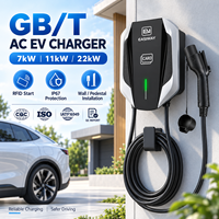 Borne de recharge murale pour VE GB/T CQC 16A 32A 220V 380V 50/60Hz 7kW 11kW 22kW Monophasé Triphasé IP67 Extérieur 4G Ethernet WiFi OEM ODM