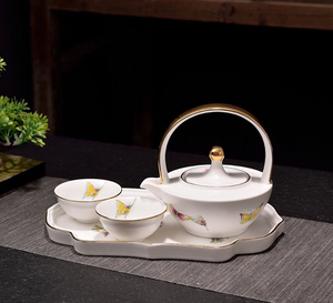 One Pot Two Cups <b>Tea</b> <b>Set</b> with Tray Bone China Ceramic for Home and Office Gift - Product Image 4