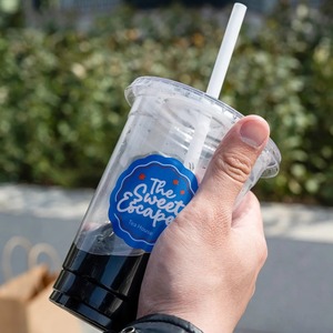 Bicchieri in Plastica PET Usa e Getta <span class=keywords><strong>con</strong></span> Coperchi e Logo Personalizzato, Set di Bicchieri Trasparenti per Bevande, Confezione Biodegradabile - Product Image 4