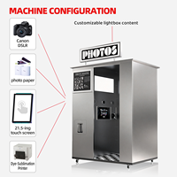 Mesin Photo Booth Layar Sentuh Stainless Steel untuk Smartphone SLR dengan Sistem Pembayaran dan Pencetakan Instan
