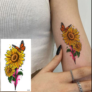 FX-T316 Tatouages temporaires imperméables unisexes en papier, <span class=keywords><strong>loup</strong></span>, animal et alphabet, <span class=keywords><strong>fleur</strong></span>, papillon pour le corps, le bras, tatouages personnalisés - Product Image 4