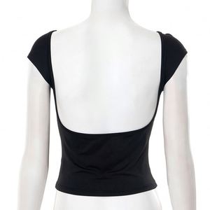 Hauts Courts Décontractés pour Femme, Sexy, Épaules Dénudées, Dos Nu, Couleur Unie et Design Asymétrique Tendance - Product Image 5