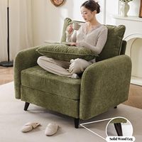 Fauteuil d'appoint moderne du milieu du siècle avec accoudoirs, rangement en mousse, confortable pour salon, 2 coussins décoratifs, design ergonomique, pieds coniques