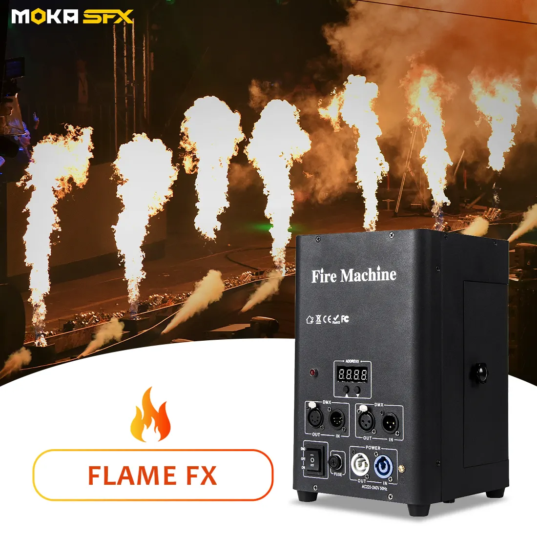 मोका sfx अच्छी गुणवत्ता सस्ती कीमत लौ मशीन H-E01 लौ तेल आग मशीन चरण विशेष प्रभाव